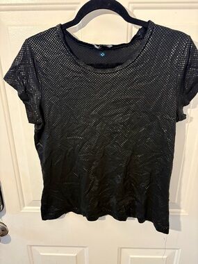 Express Black Short Sleeve Metallic Dot Tee